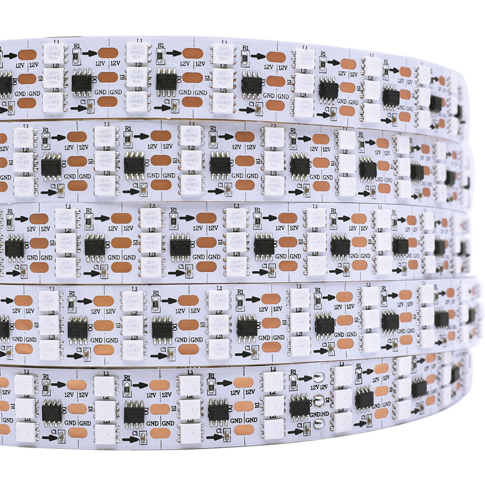 DC12V WS2811 High Brightness Addressable LED Strip Light, 144 LEDs/M, 16.4ft/5M Triple Row 5050 RGB Flexible LED Strips